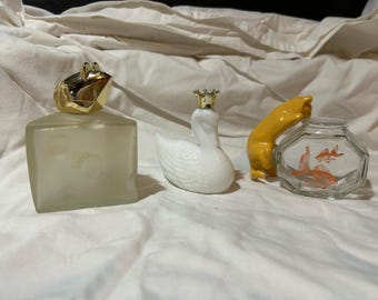 Vintage Avon bottles Cat and Fishbowl, Swan, Mouse with Cheese