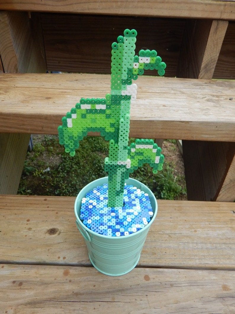 Bamboo shoot pixel art retro Feng Shui flowerpot. Handmade