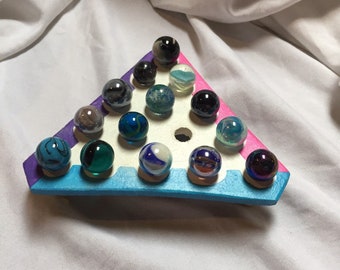 Marble Solitare handmade peg-style game Mega Marbles Vacor instant collection some OOP styles Vaporwave