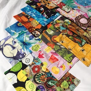 Colorful cotton fabric marble mazes, Halloween, vegetables, unicorn, Nessie, Owls, Bees, Vaporwave, donuts, succulents