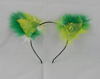 Diadema de orejas de gato de lima y amarillo