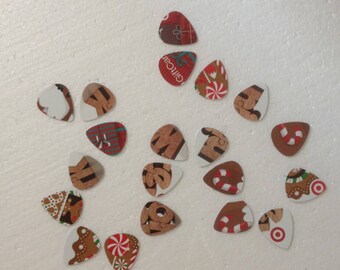 Gingerbread 20 Recycled Guitar Picks upcycled repurposed Gift Cards Electric Guitar Pick