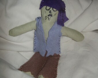 Zombie doll minature undead worry doll monster horror primitive felt handmade art doll