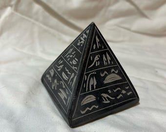 Vintage small soapstone carved pyramid made in Egypt