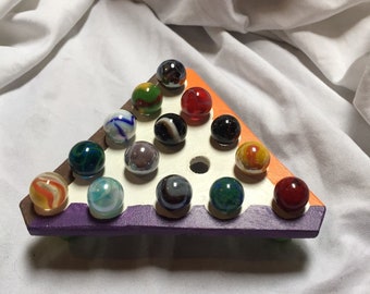 Marble Solitare handmade peg-style game Mega Marbles Vacor instant collection some OOP styles Vaporwave