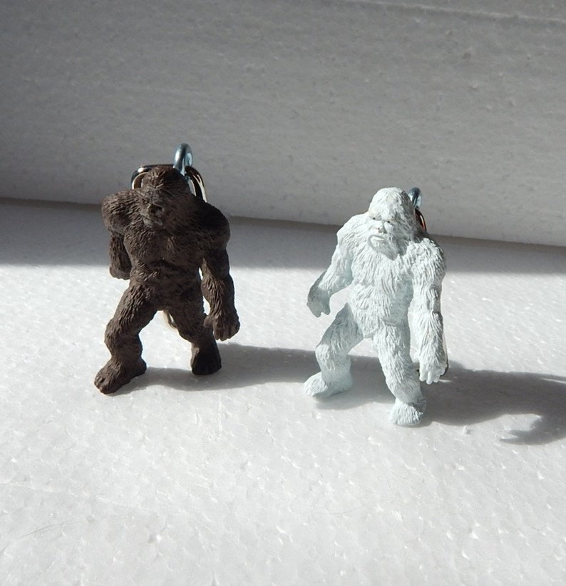 Bigfoot or Yeti keychain upcycled toy cryptozoology keychain Etsy