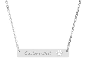 Collar con barra grabada con huella de pata / Nombre personalizado para mascota