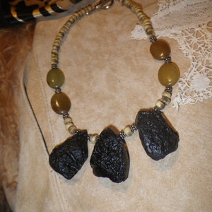 57. LAVA, Sunshine Agate and Horn a Throwing Stones at Glass Hearts NECKLACE image 1