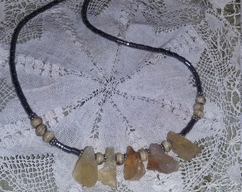 97.  Citrine, Hematite & Horn NECKLACE!