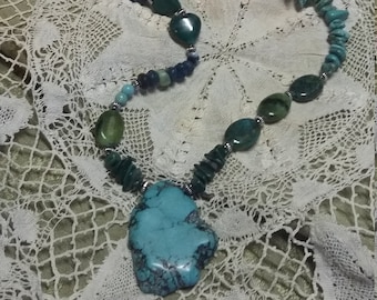 86.  Turquoise, Azurite & Malachite Statement NECKLACE!