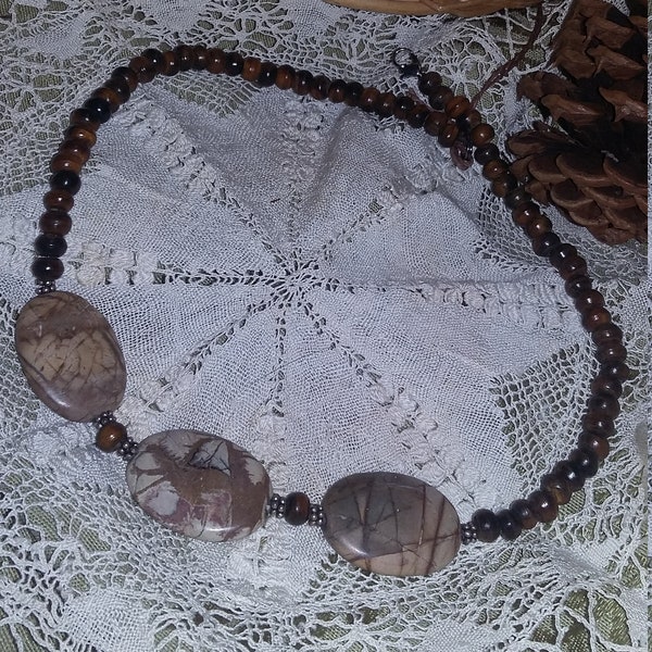 92.  Picture Jasper & Horn Choker Style NECKLACE!