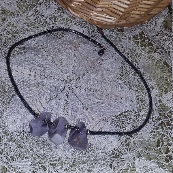 105.  Amethyst & Hematite NECKLACE!