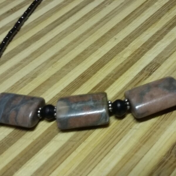 113.  Fossil, Hematite & Horn Choker Style NECKLACE!