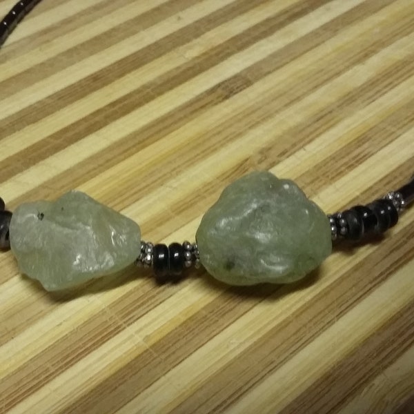 115.  Raw Jade, Horn & Hematite Choker Style NECKLACE!