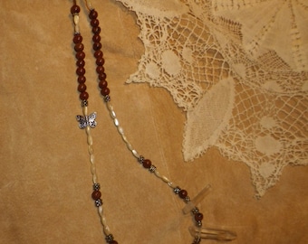 18.  Quartz Crystal Points, Mother of Pearl, Brown Jasper and a Butterfly  ~a "Throwing Stones at Glass Hearts" NECKLACE!