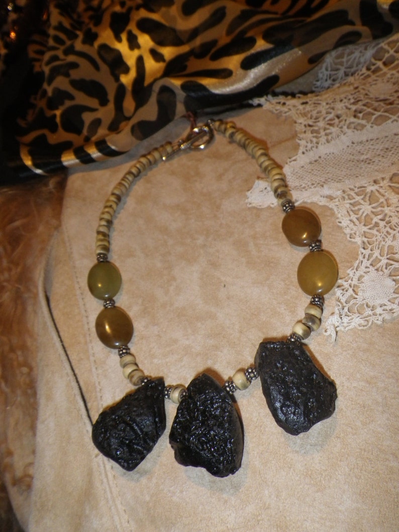 57. LAVA, Sunshine Agate and Horn a Throwing Stones at Glass Hearts NECKLACE image 1