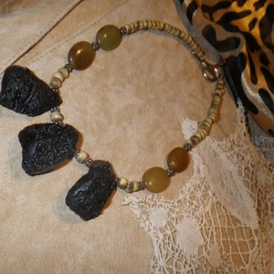 57. LAVA, Sunshine Agate and Horn a Throwing Stones at Glass Hearts NECKLACE image 3