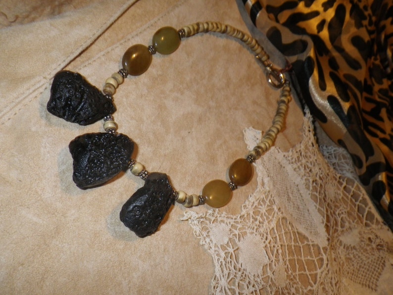 57. LAVA, Sunshine Agate and Horn a Throwing Stones at Glass Hearts NECKLACE image 3