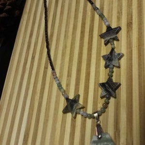 114. Green Aventurine, Silverstone Stars, Moss Agate & Hematite NECKLACE image 3