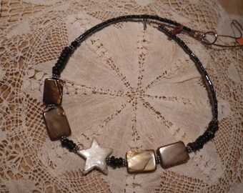 3. SilverStone STAR with Mother of Pearl & Horn ~a "Throwing Stones at Glass Hearts" NECKLACE!