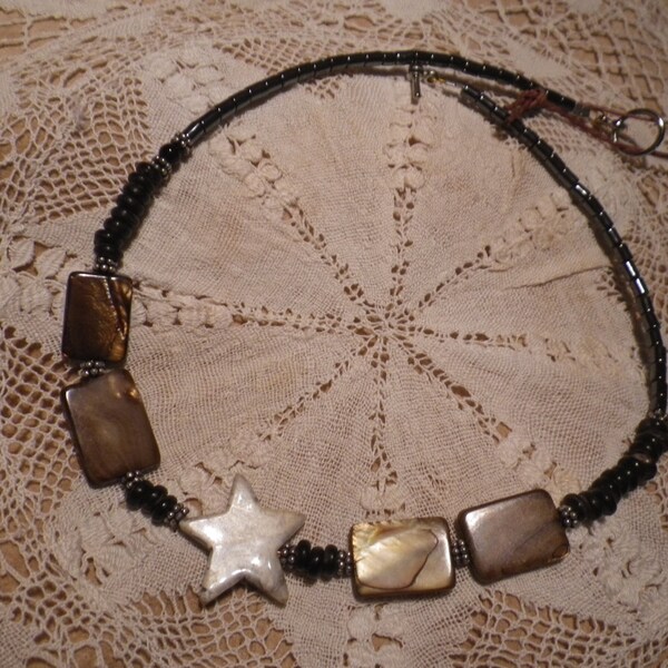 3. SilverStone STAR with Mother of Pearl & Horn ~a "Throwing Stones at Glass Hearts" NECKLACE!