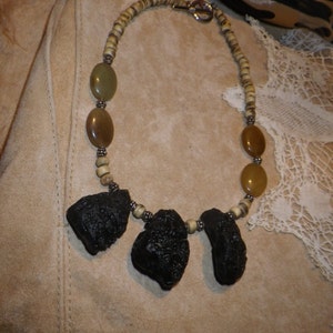 57. LAVA, Sunshine Agate and Horn a Throwing Stones at Glass Hearts NECKLACE image 5