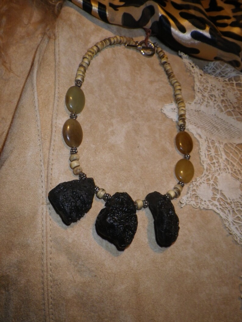 57. LAVA, Sunshine Agate and Horn a Throwing Stones at Glass Hearts NECKLACE image 5