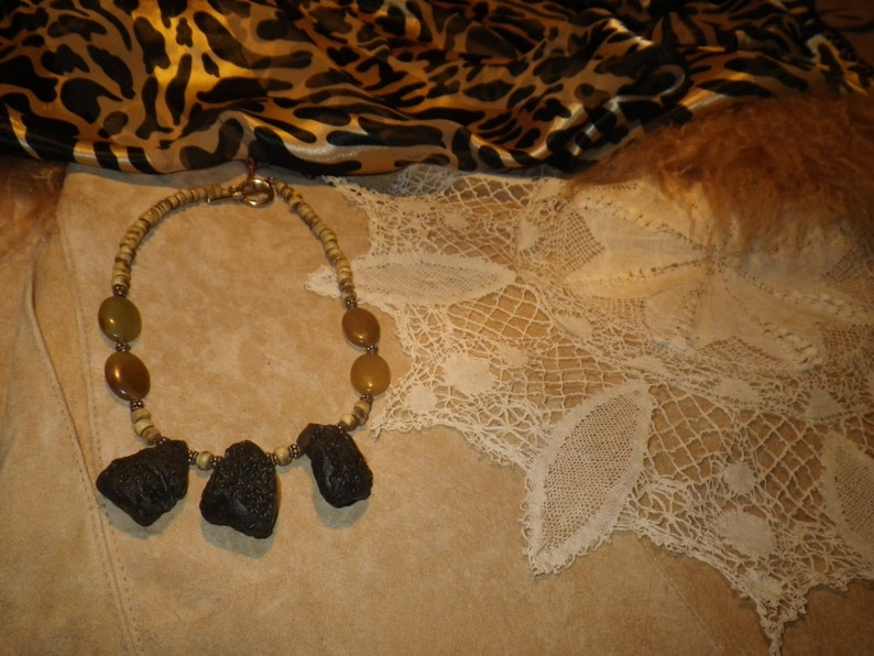 57. LAVA, Sunshine Agate and Horn a Throwing Stones at Glass Hearts NECKLACE image 4
