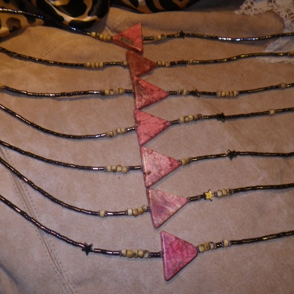 66. Dyed Howlite, Hematite and Horn ~a "Throwing Stones at Glass Hearts" NECKLACE!