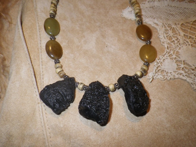 57. LAVA, Sunshine Agate and Horn a Throwing Stones at Glass Hearts NECKLACE image 2