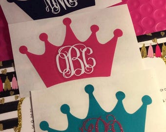 Crown Monogram Decal - Princess Decal - Vinyl Sticker - Initials - Personalized - Customized - Queen - Diva