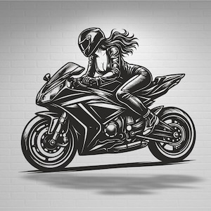 Motorcycle Woman Vector Design, Laser Cut CNC File (svg, dxf, cdr, dwg)