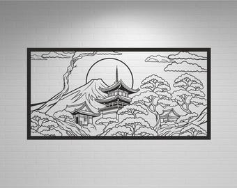 Mount Fuji Japan Art, Laser Cut CNC File (svg, dxf, cdr, dwg)