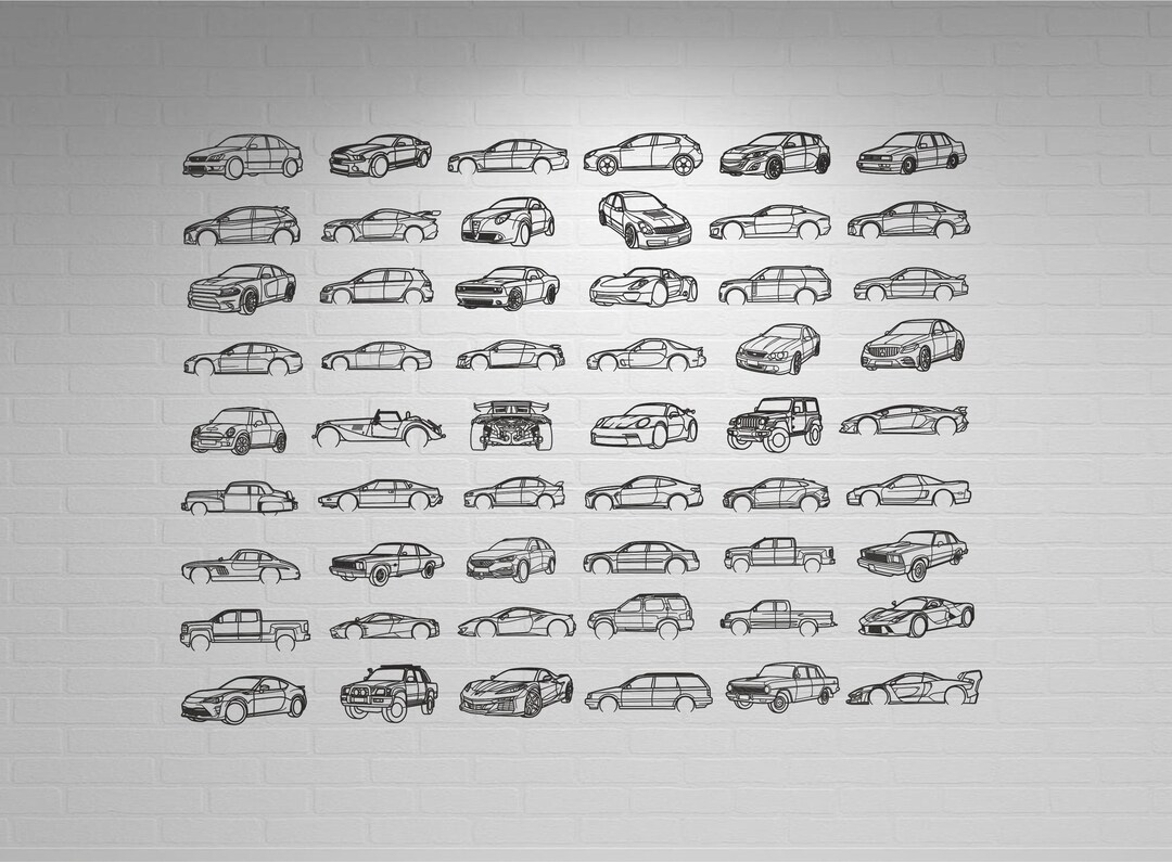54 Car Vector Bundle – Silhouettes for Laser Cutting (SVG, DXF, PDF) - Etsy