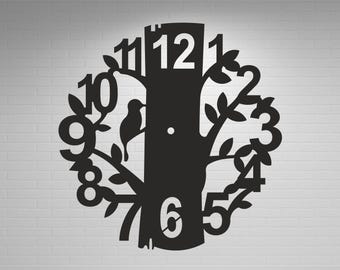 Wall Clock, Laser Cut File, Digital Download, Home Decor, svg dxf dwg cdr