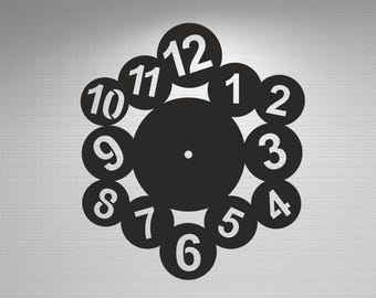 Wall Clock, Laser Cut File, Digital Download, Home Decor, svg dxf dwg cdr