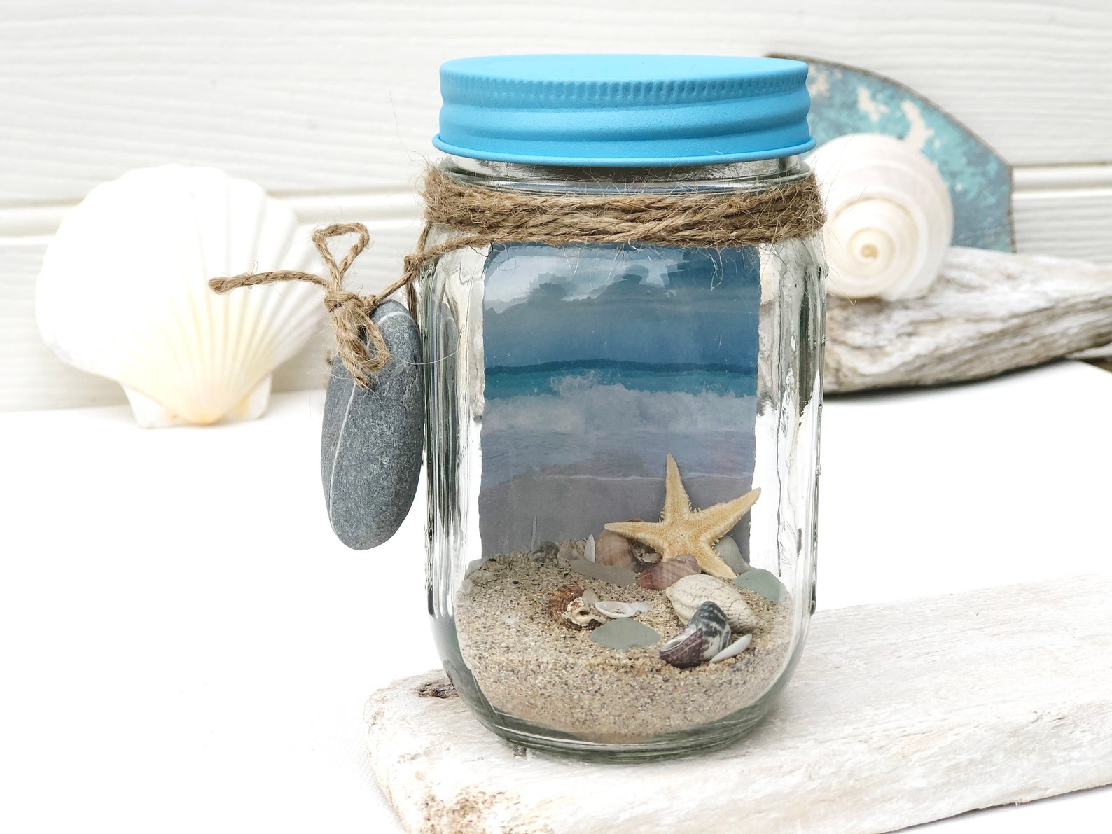 Beach In A Jar kit with sand shells and seaglass a | Etsy