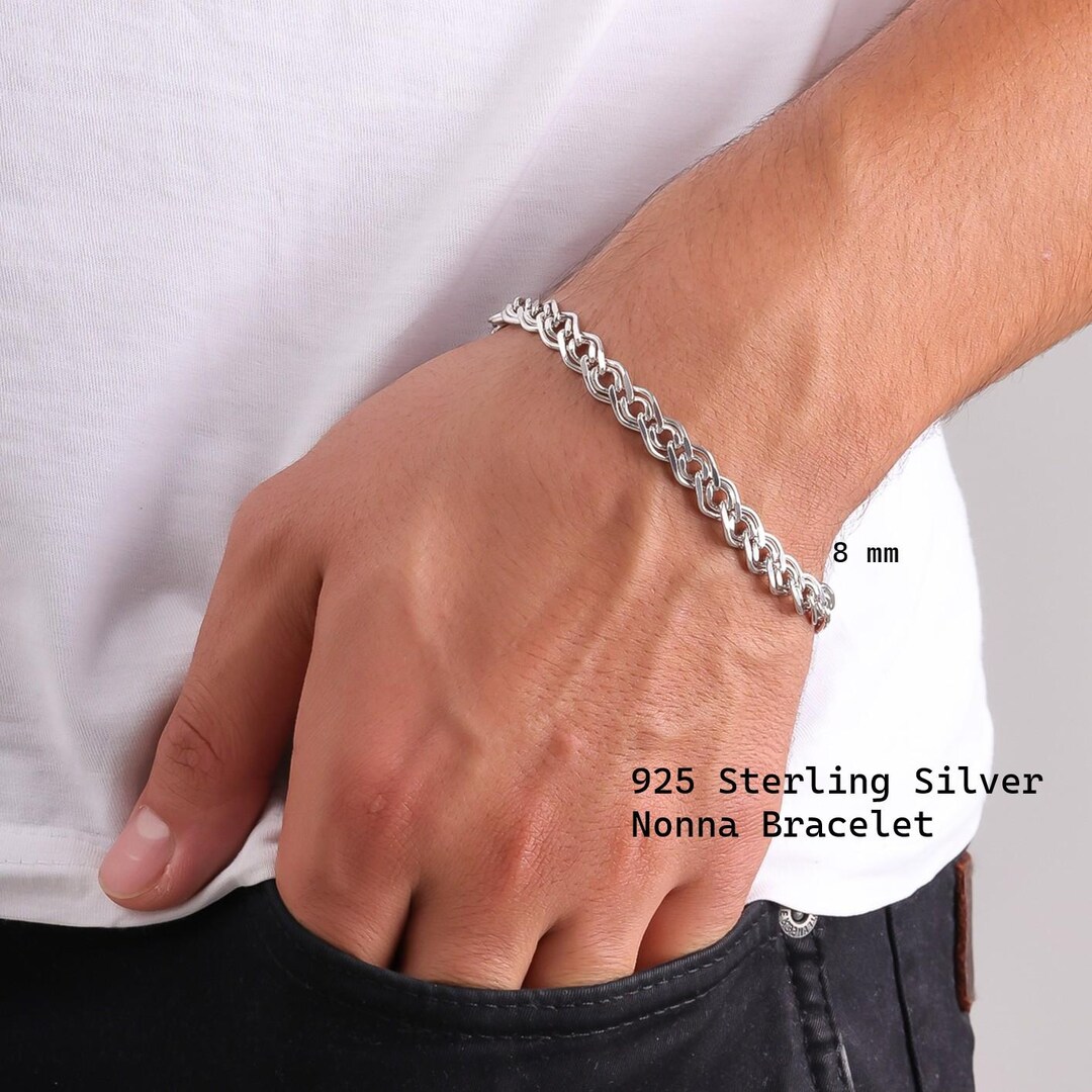 アクセサリー SILVER 925 BRACELET 925 Sterling Silver Nonna Chain Bracelet Women, Nonna Link Solid