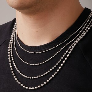 925 Sterling Silver Ball Chain Necklace Men, Bead Charm Choker Long Thick Pendant Chain Women, Birthday Gifts Jewelry Her Him Wife Mum Dad image 12