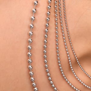 925 Sterling Silver Ball Chain Necklace Men, Bead Charm Choker Long Thick Pendant Chain Women, Birthday Gifts Jewelry Her Him Wife Mum Dad