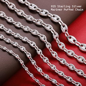 Collar de cadena abullonada estilo marinero de plata de ley 925 para mujer, gargantilla con dije de ancla hueca, cadena larga y gruesa para hombre, regalo de cumpleaños para ella, él y su esposa.