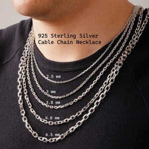 925 Sterling Silver Anchor Chain Necklace Women, Cable Charm Choker Long Thick Pendant Chain Men, Birthday Gift Jewelry Her Him Wife Mum Dad