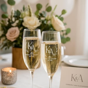 Graviertes Champagnerglas, personalisierte Toastflöte für Hochzeiten, Jubiläen, Feiern