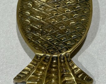 Vintage solid Heavy Brass Pineapple Footed Trinket  Dish 8.5"