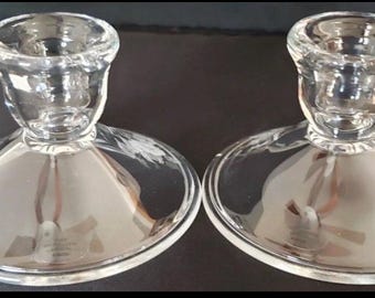 Avon Lead Crystal Hummingbird Collection Pair Of candlestick Candle Holders