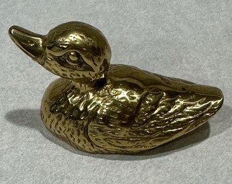 Vintage Brass Duck Paperweight Figurine 3”Long - Tall 1-3/4“ Collectable Duck