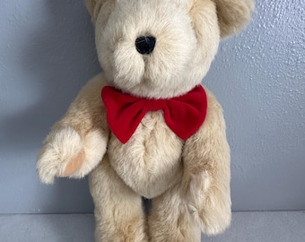 Stuffed Plush Animal- VTG 90’s 27”- Laser graphics jointed ivory white cream bear