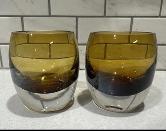 Mikasa Home Accents Solaris Amber Votive Candle Holder Heavy Base Set Of 2