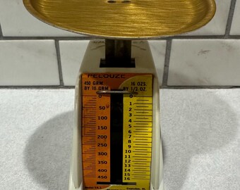 Vintage Pelouze Kitchen Food Scale, 16 Oz / 450 Grams, Dietetic Measurements