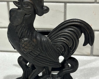 Vintage Cast Iron Rooster Napkin Holder Black Price Imports Taiwan.